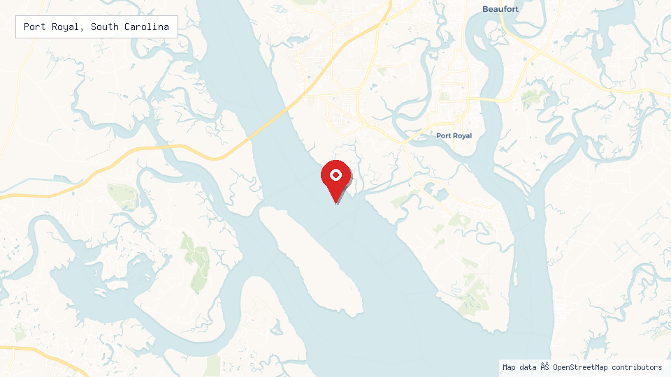 Street map of Port Royal, South Carolina with location pin