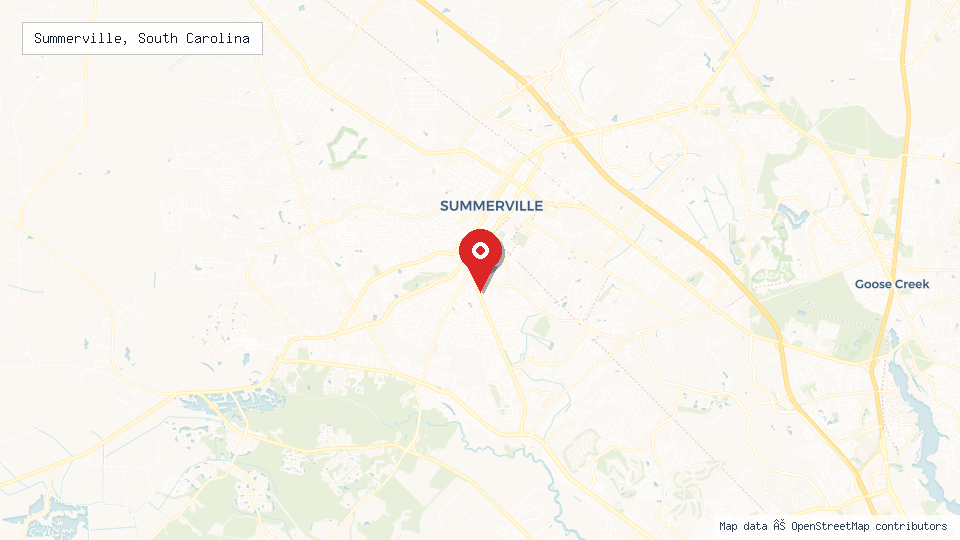 Street map of Summerville, South Carolina with location pin