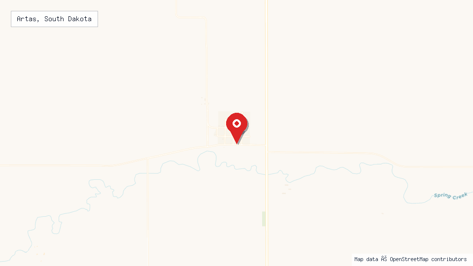 Street map of Artas, South Dakota with location pin