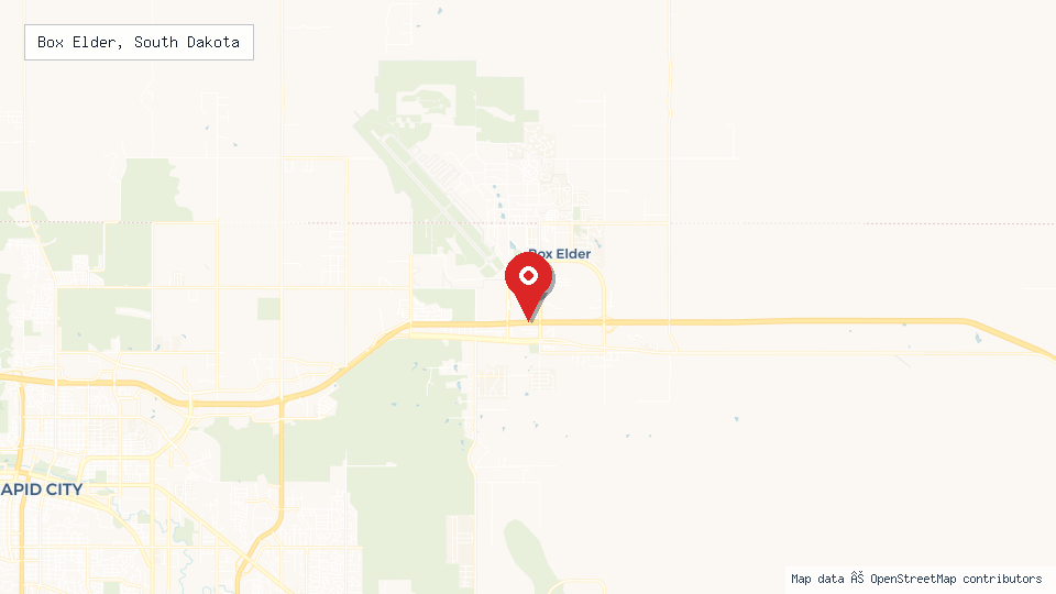 Street map of Box Elder, South Dakota with location pin