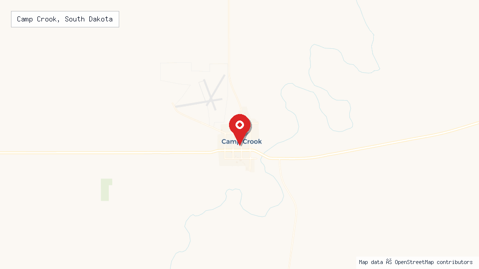 Street map of Camp Crook, South Dakota with location pin