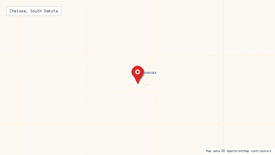 Street map of Chelsea, South Dakota with location pin