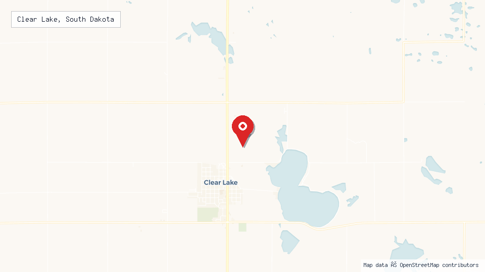 Street map of Clear Lake, South Dakota with location pin
