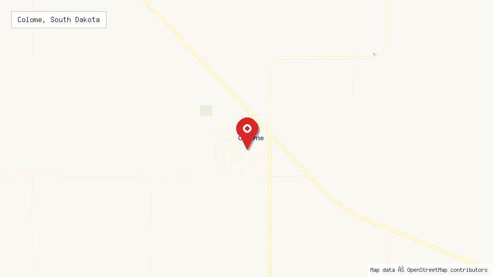 Street map of Colome, South Dakota with location pin