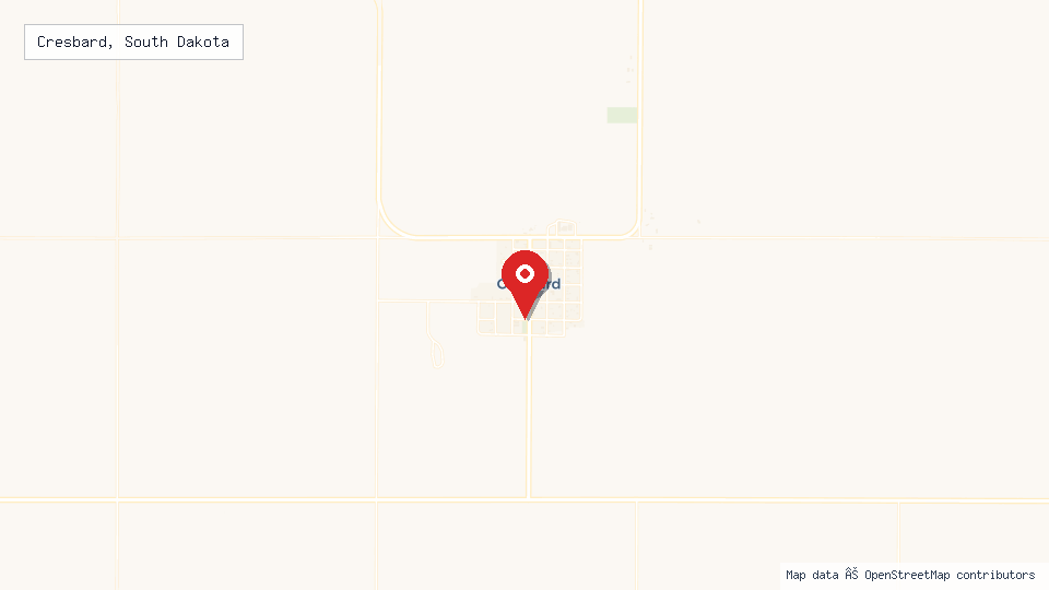 Street map of Cresbard, South Dakota with location pin