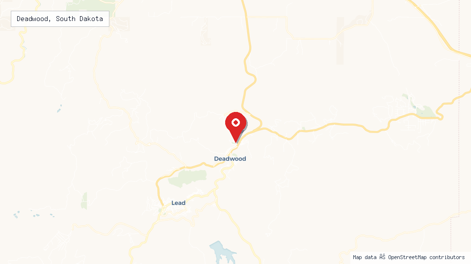 Street map of Deadwood, South Dakota with location pin
