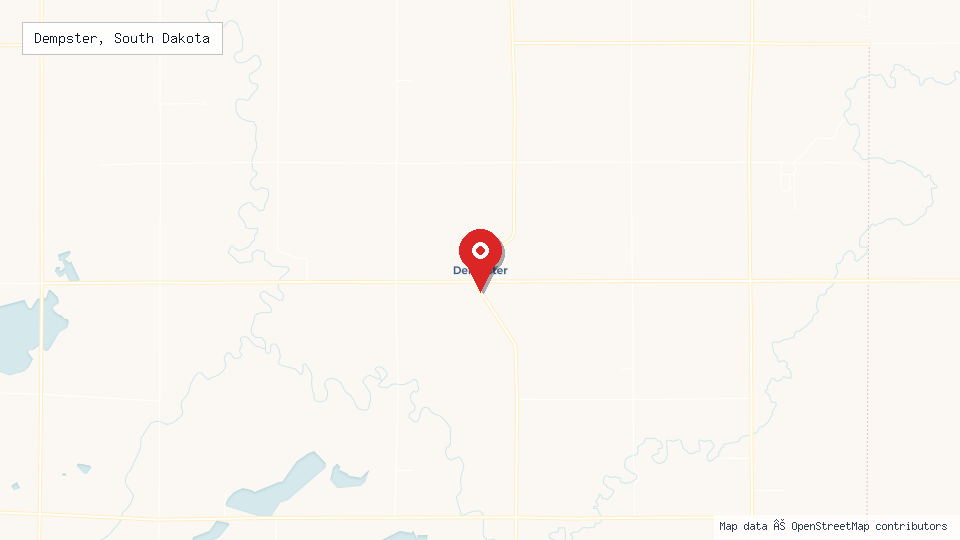 Street map of Dempster, South Dakota with location pin