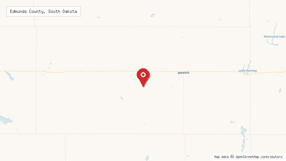 Street map of Edmunds County, South Dakota with location pin