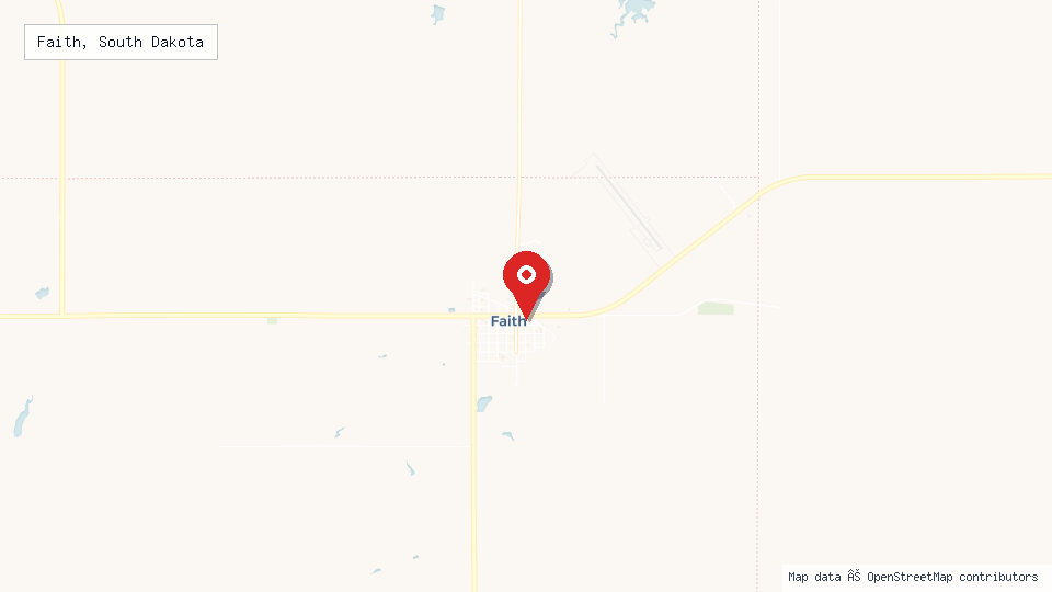 Street map of Faith, South Dakota with location pin