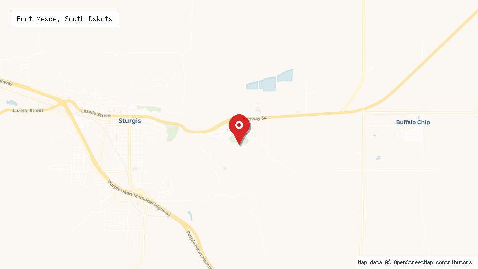 Street map of Fort Meade, South Dakota with location pin