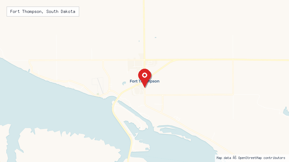 Street map of Fort Thompson, South Dakota with location pin