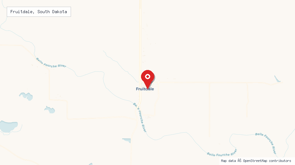 Street map of Fruitdale, South Dakota with location pin