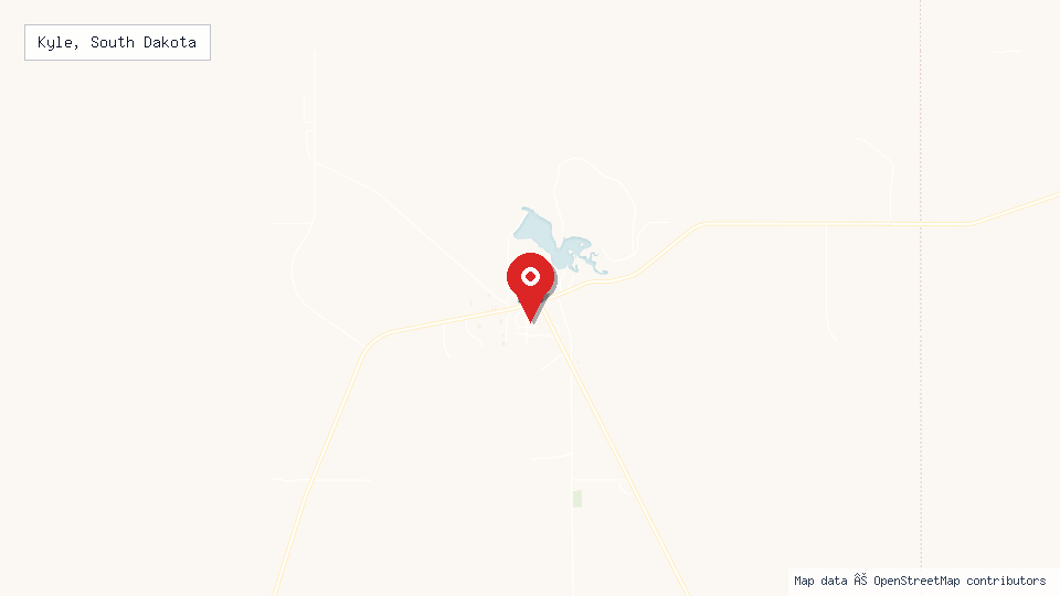 Street map of Kyle, South Dakota with location pin