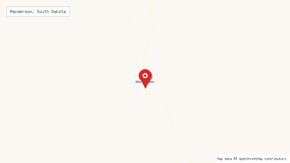 Street map of Manderson, South Dakota with location pin