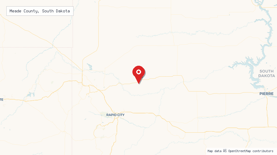 Street map of Meade County, South Dakota with location pin