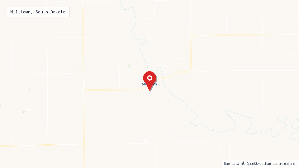 Street map of Milltown, South Dakota with location pin