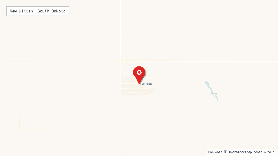 Street map of New Witten, South Dakota with location pin