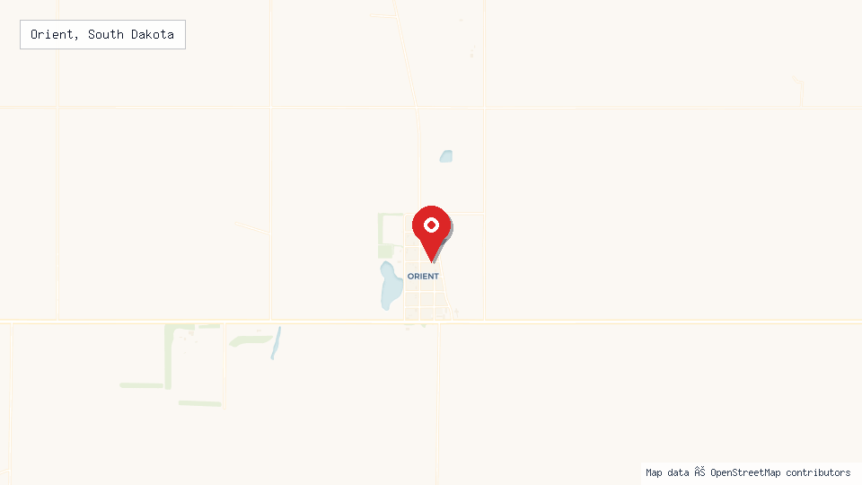 Street map of Orient, South Dakota with location pin