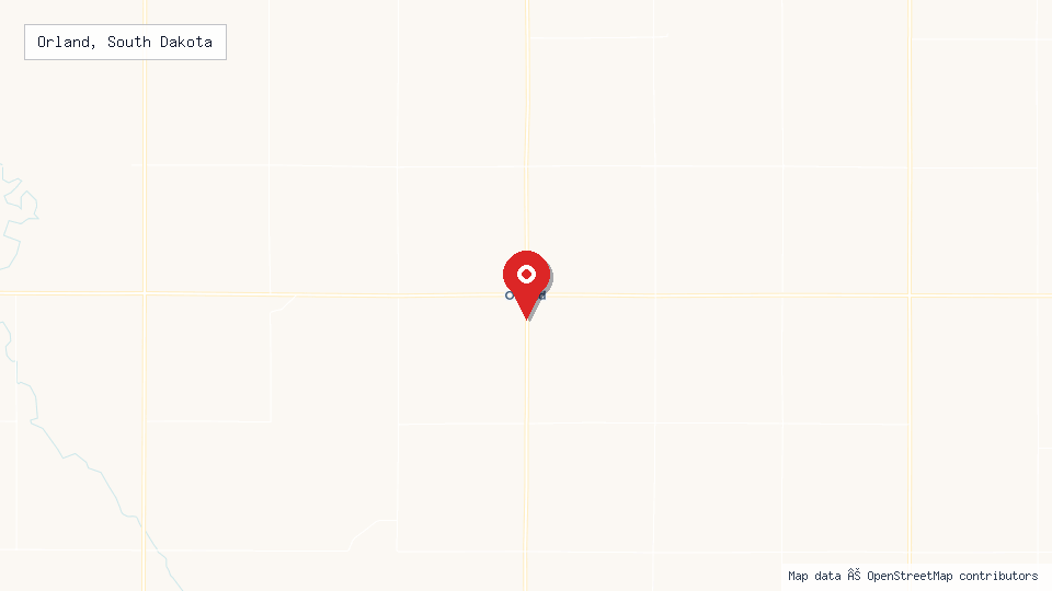 Street map of Orland, South Dakota with location pin