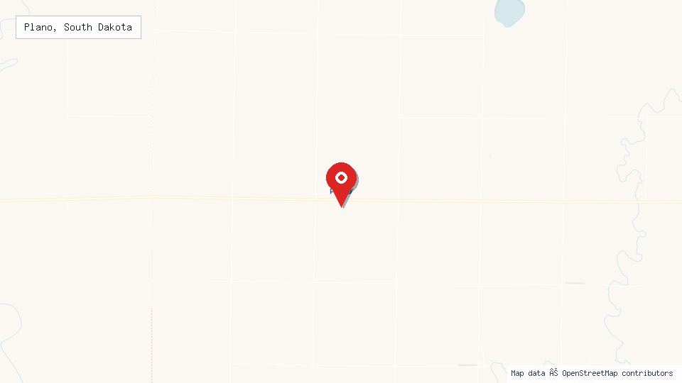 Street map of Plano, South Dakota with location pin