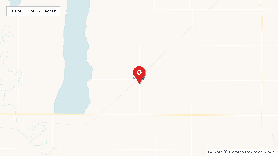 Street map of Putney, South Dakota with location pin