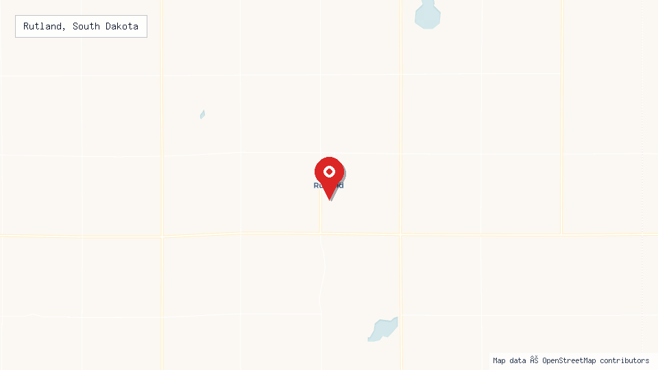 Street map of Rutland, South Dakota with location pin