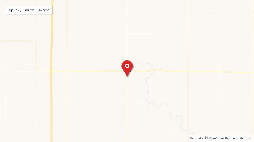 Street map of Spink, South Dakota with location pin
