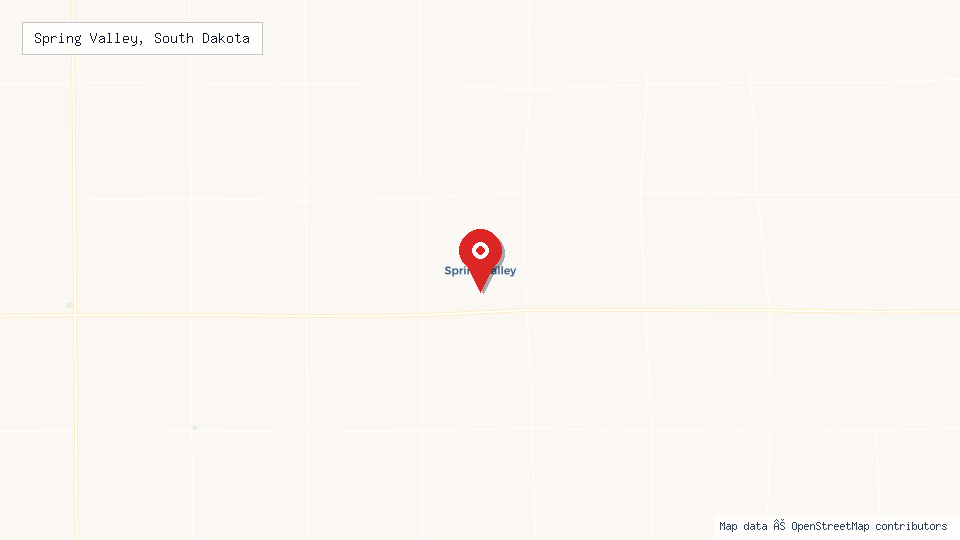 Street map of Spring Valley, South Dakota with location pin