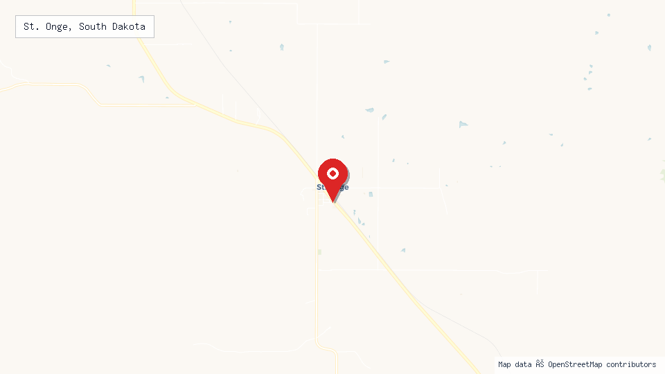 Street map of St. Onge, South Dakota with location pin