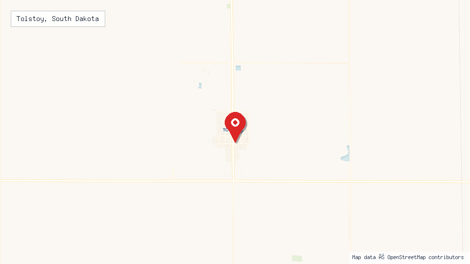 Street map of Tolstoy, South Dakota with location pin