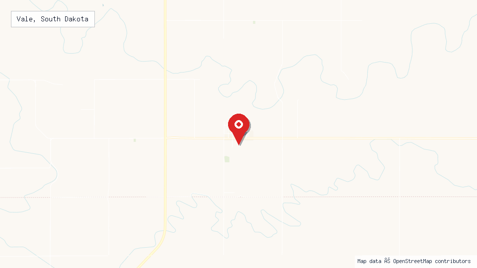 Street map of Vale, South Dakota with location pin