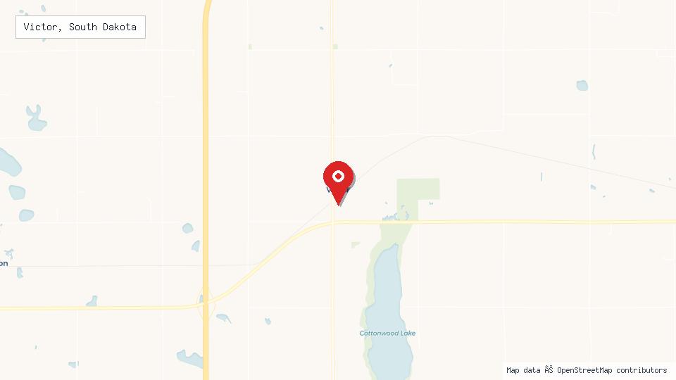 Street map of Victor, South Dakota with location pin