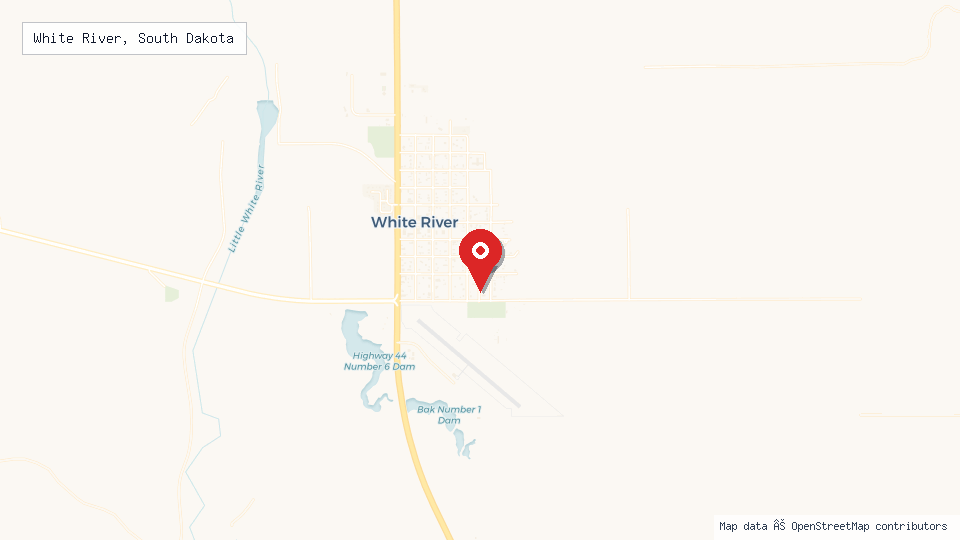 Street map of White River, South Dakota with location pin