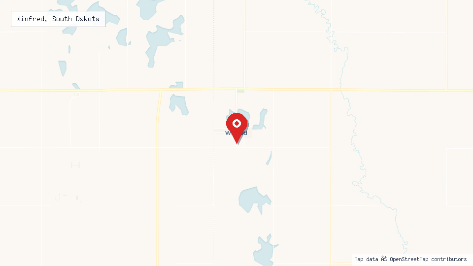 Street map of Winfred, South Dakota with location pin