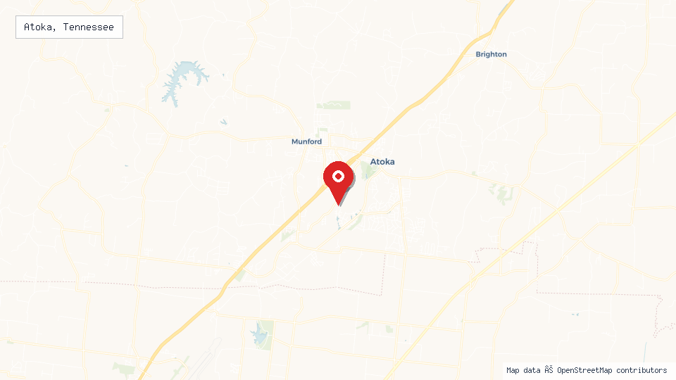 Street map of Atoka, Tennessee with location pin