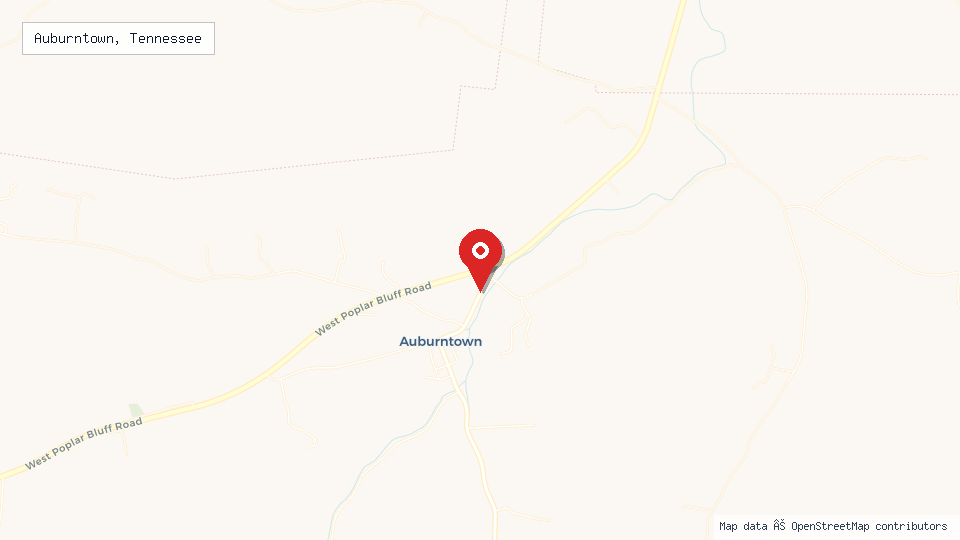 Street map of Auburntown, Tennessee with location pin