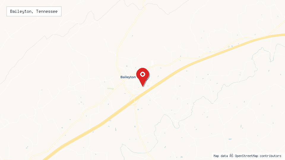 Street map of Baileyton, Tennessee with location pin