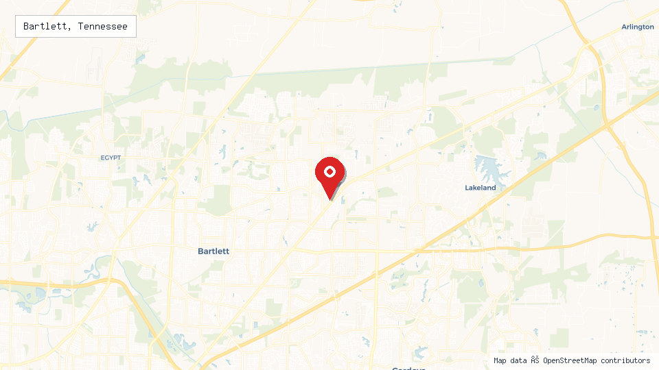 Street map of Bartlett, Tennessee with location pin