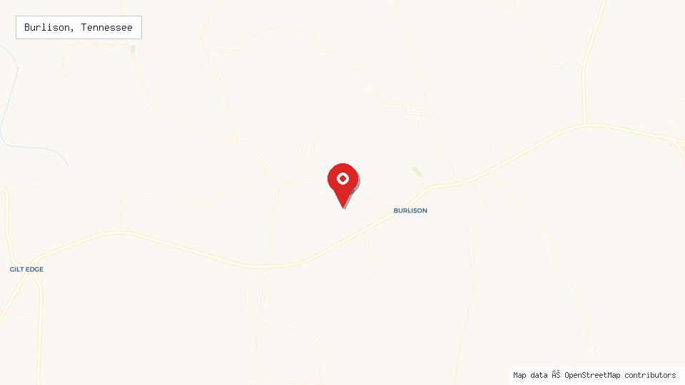 Street map of Burlison, Tennessee with location pin