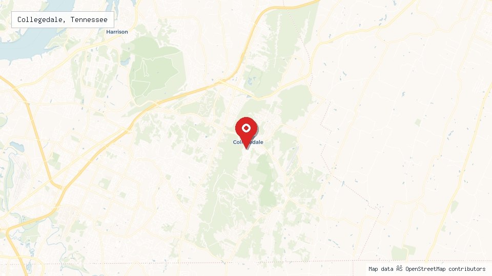Street map of Collegedale, Tennessee with location pin