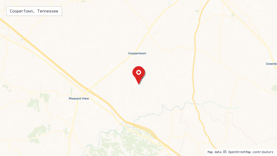 Street map of Coopertown, Tennessee with location pin