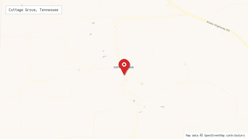 Street map of Cottage Grove, Tennessee with location pin