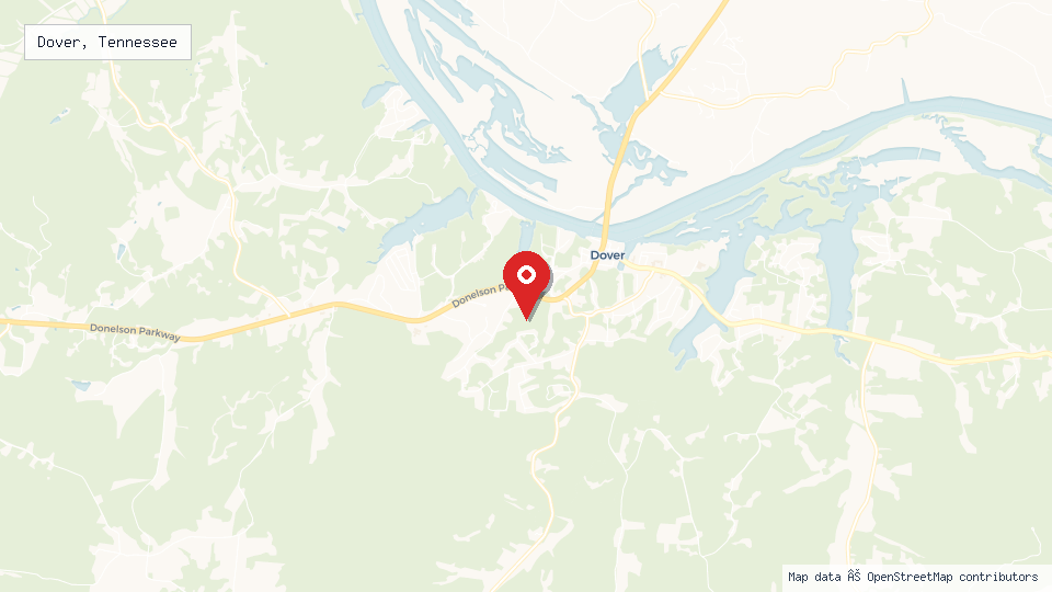 Street map of Dover, Tennessee with location pin