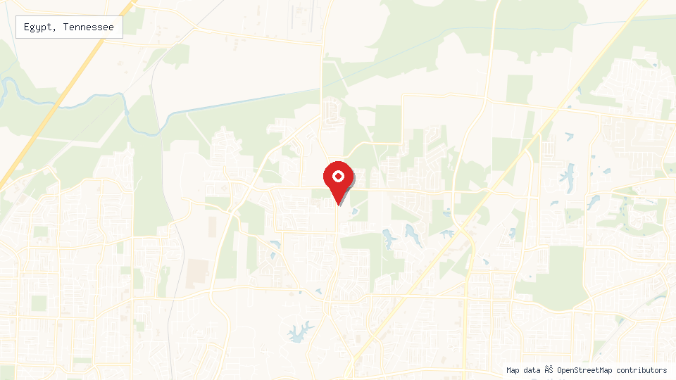Street map of Egypt, Tennessee with location pin