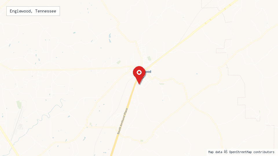Street map of Englewood, Tennessee with location pin