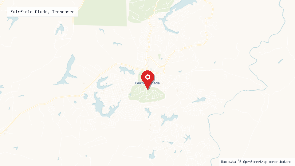 Street map of Fairfield Glade, Tennessee with location pin