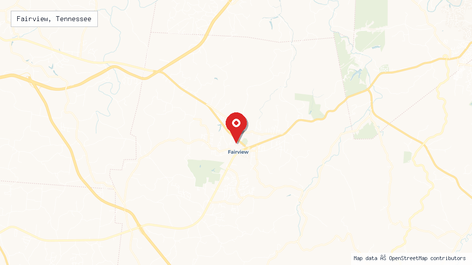 Street map of Fairview, Tennessee with location pin