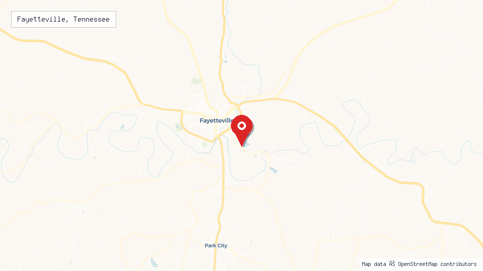 Street map of Fayetteville, Tennessee with location pin