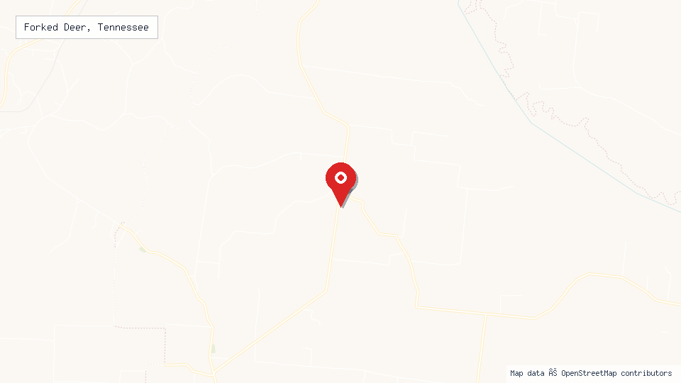 Street map of Forked Deer, Tennessee with location pin