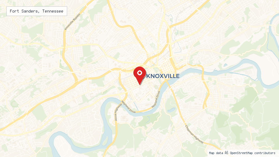 Street map of Fort Sanders, Tennessee with location pin